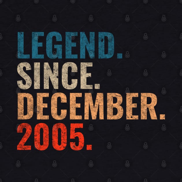 Legend since December 2005 Retro 2005 birthday shirt by TeeLogic
